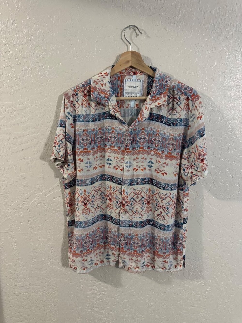 Cactus Man Ricky Singh Tribal Geometric Southwestern Mens Button Up Shirt